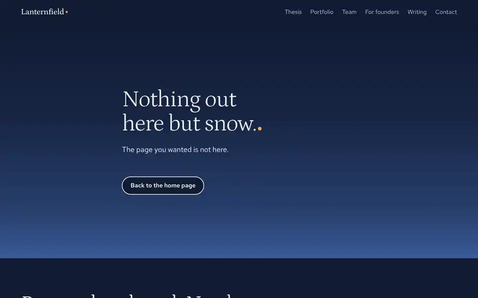 Lanternfield, page "Not found", first screen