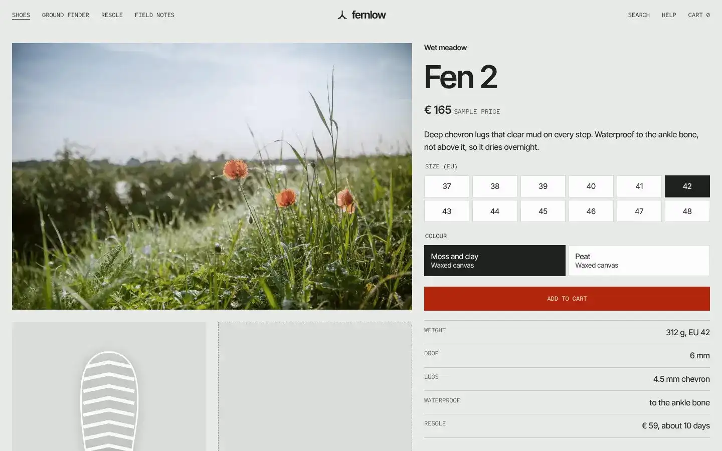 Fernlow, Seite „Product: Fen 2“, erster Bildschirm