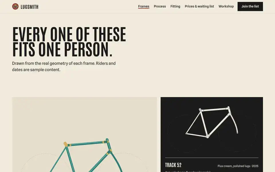 Lugsmith, page "Frames gallery in three sizes", first screen
