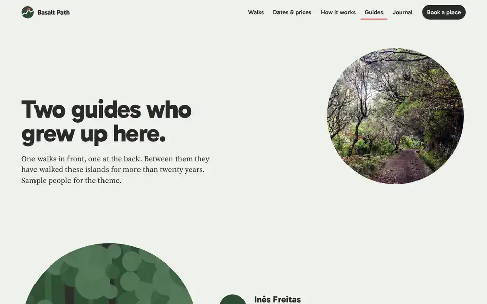Basalt Path, page "Guides", first screen
