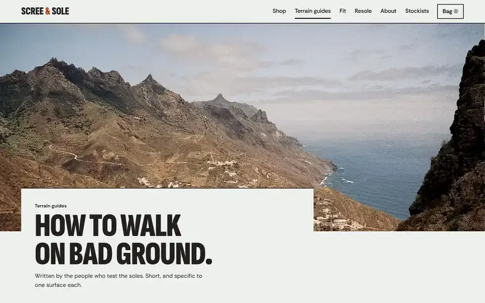 Scree & Sole, page "Terrain guides", first screen