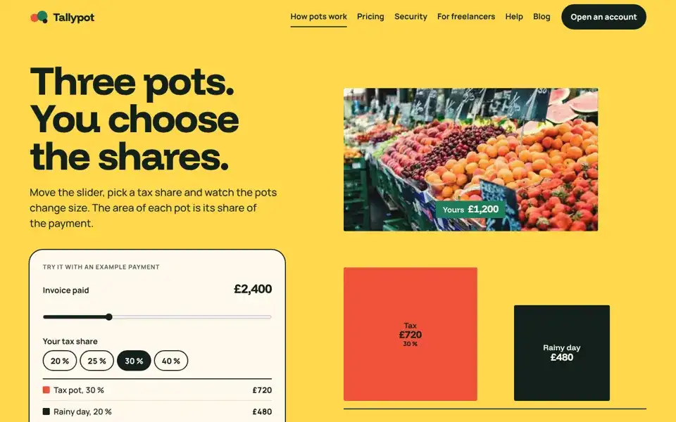 Tallypot, page "How pots work", first screen