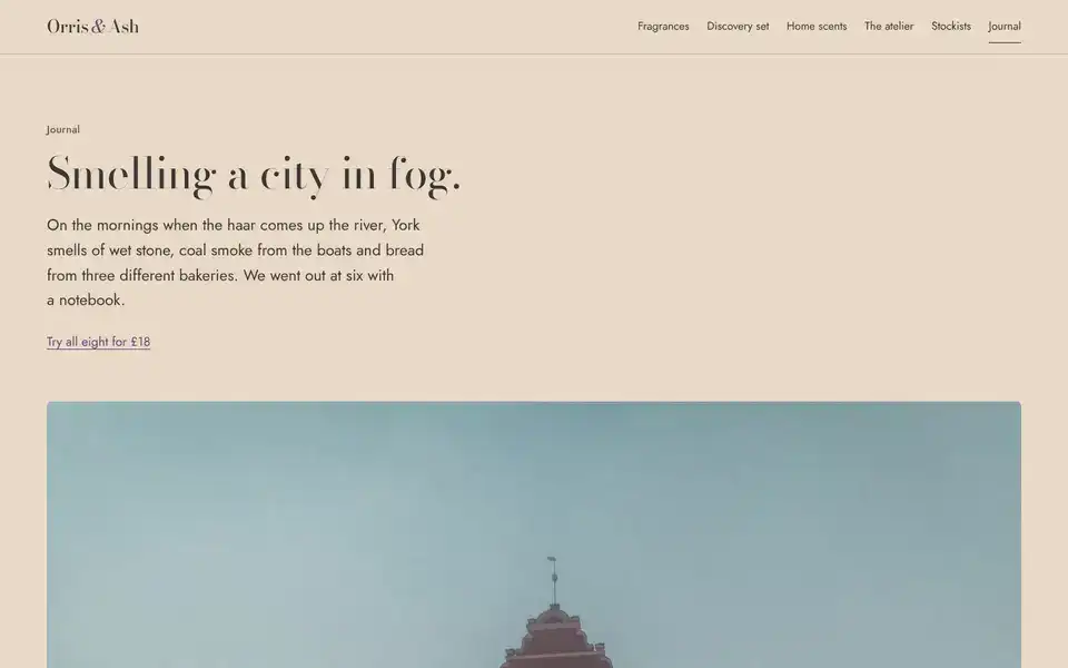 Orris & Ash, page "Journal", first screen