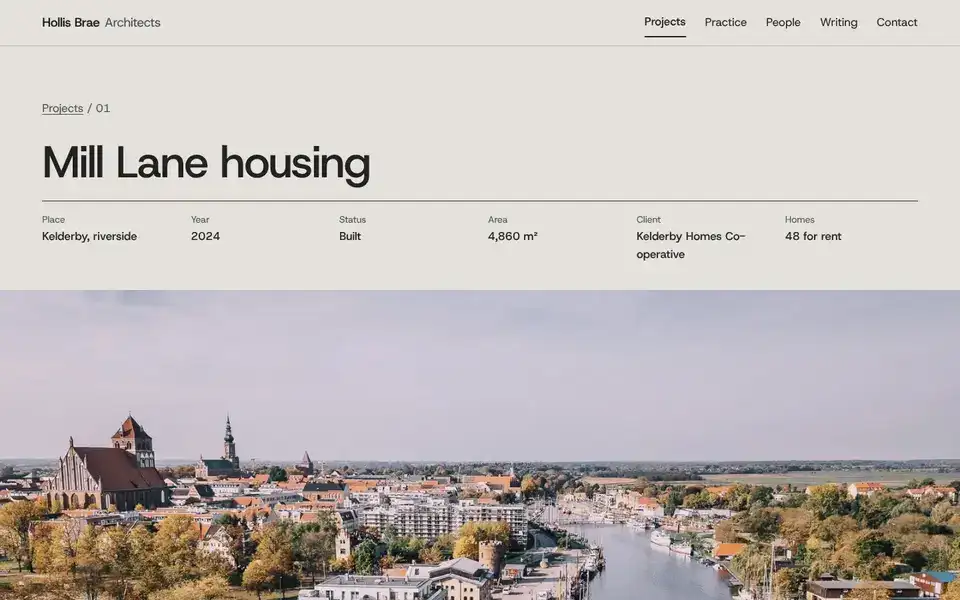 Hollis Brae, Seite „Project: Mill Lane housing“, erster Bildschirm
