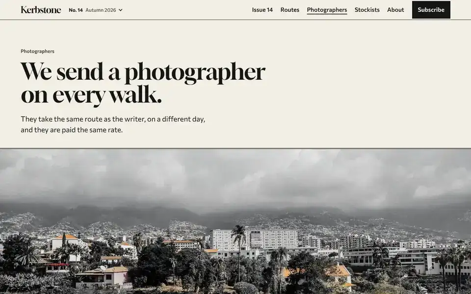 Kerbstone, page "Photographers", first screen