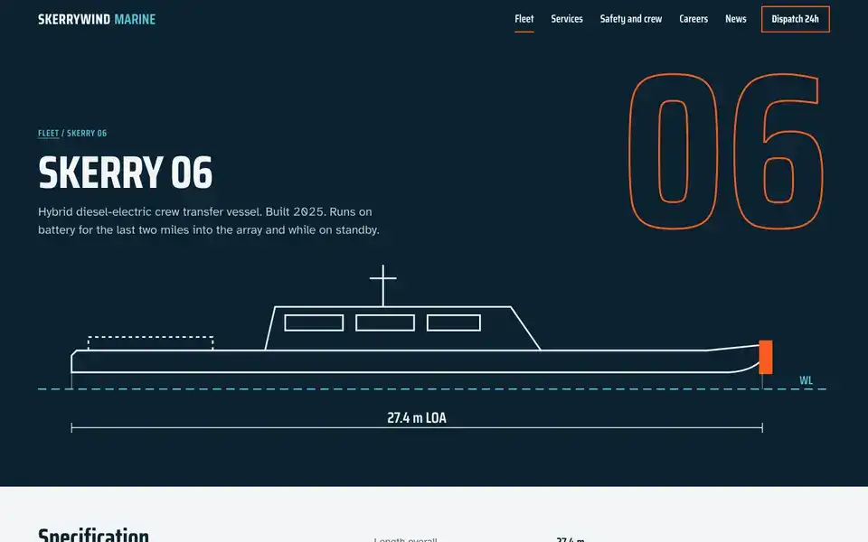 Skerrywind, page "Vessel: Skerry 06", first screen