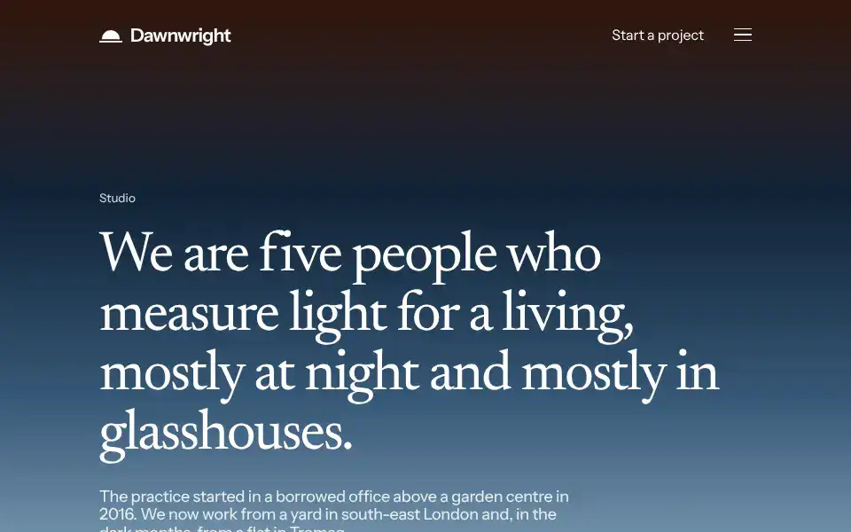 Dawnwright, page "Studio (method, kit, people, notes, job)", first screen