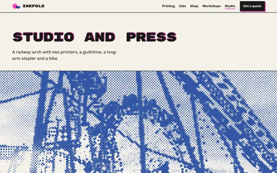 Inkfold, page "Studio and press", first screen
