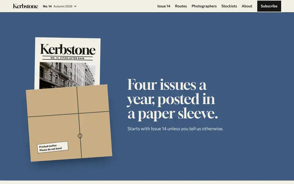 Kerbstone, page "Subscribe", first screen