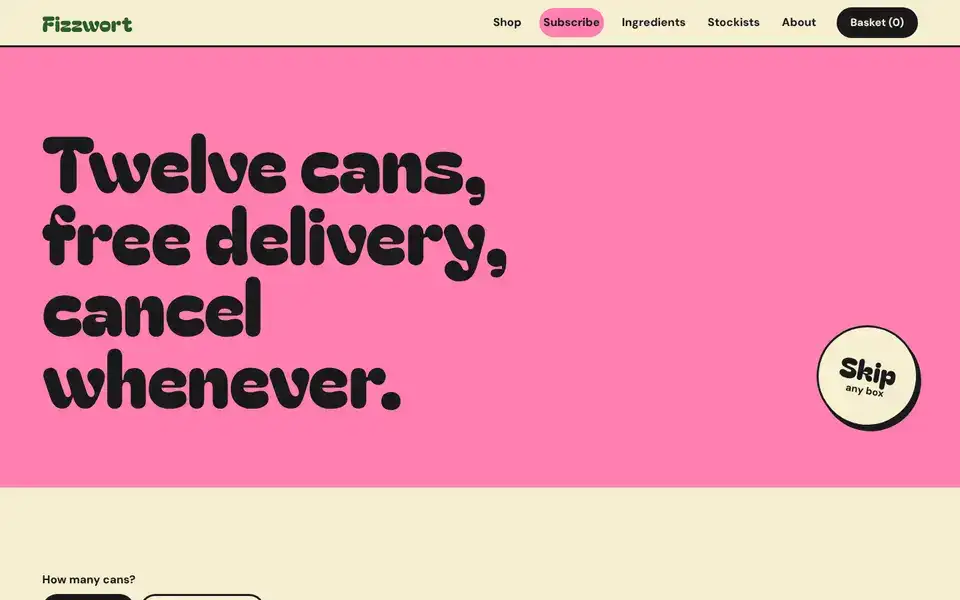 Fizzwort, page "Subscription", first screen
