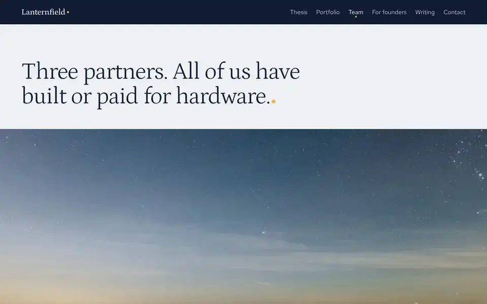 Lanternfield, page "Team", first screen