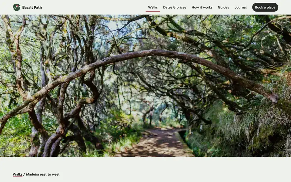 Basalt Path, page "Walk: Madeira east to west, interactive profile, day by day", first screen