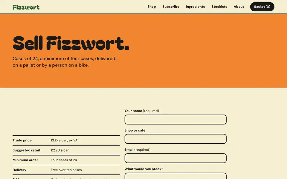 Fizzwort, page "Wholesale", first screen