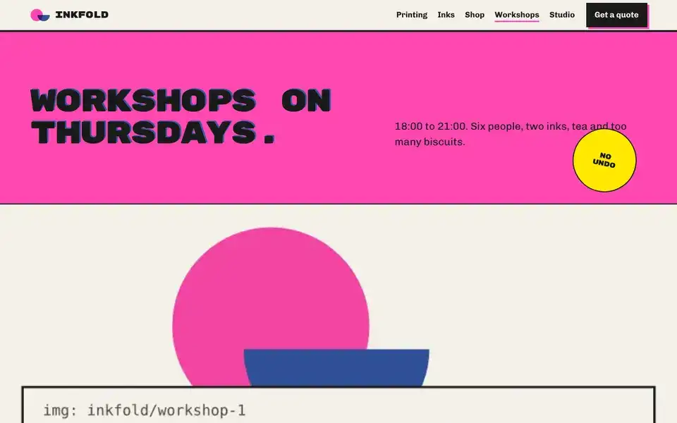 Inkfold, page "Workshops", first screen
